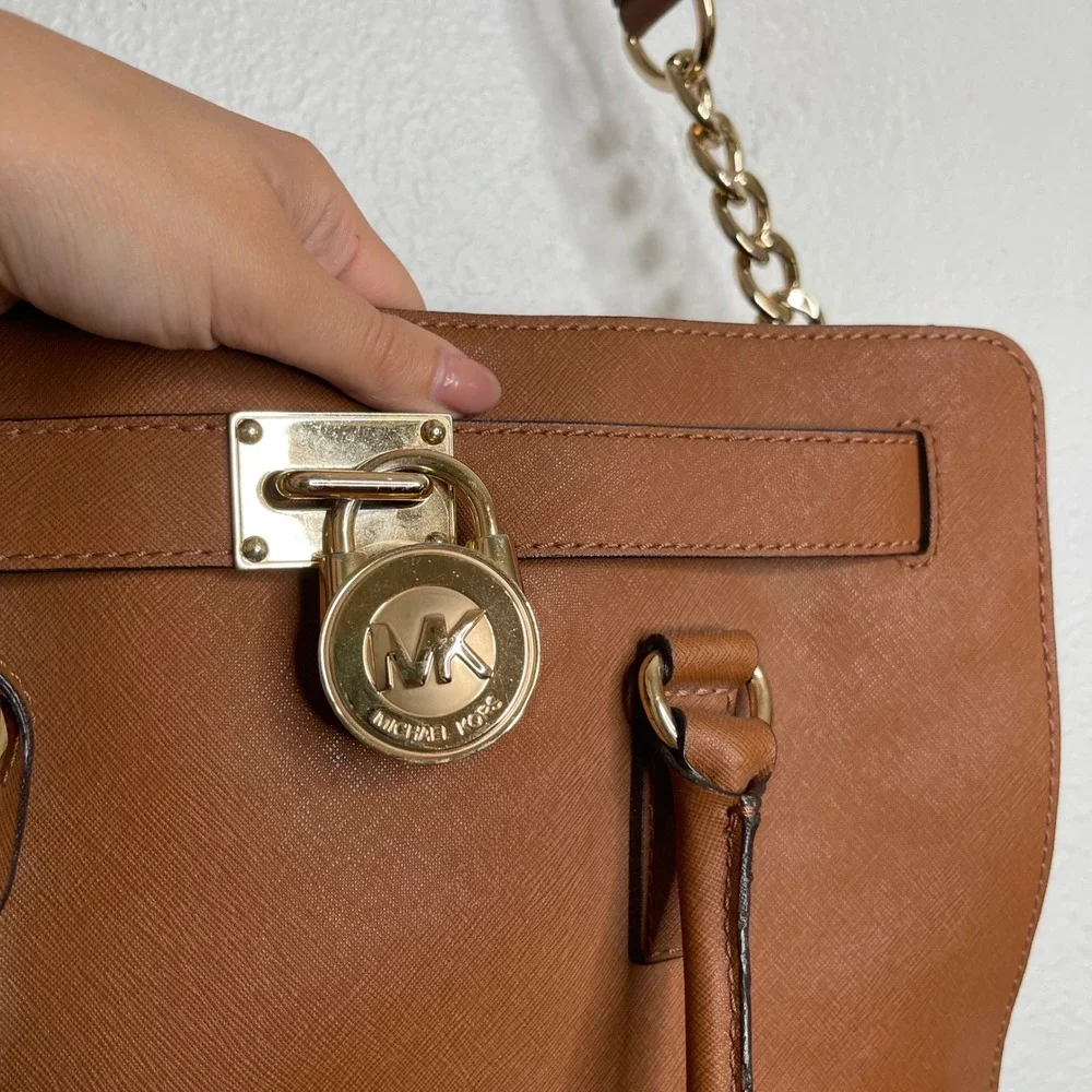 Michael Kors Hamilton‎ North South Tote Brown Saffiano Leather Handbag